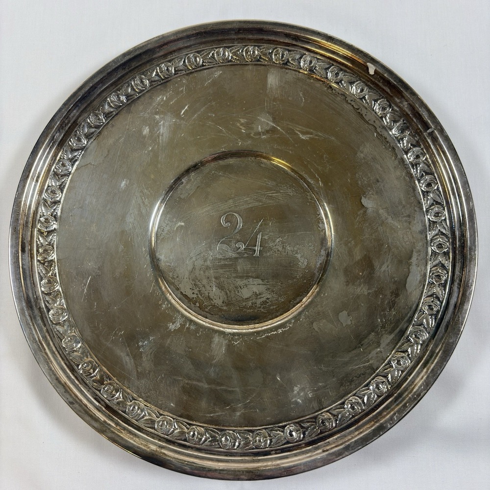 Reed & Barton round silverplate serving tray/platter, marked  1204 - Rough